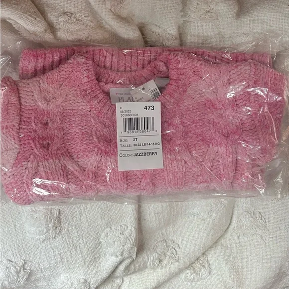 The Children's PLACE Toddler Girls Ombre Cable Knit Chenille Sweater-Jazzberry - Picture 3 of 3